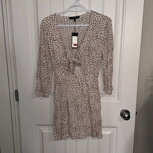 Dynamite Floral Tie-Front Flare Dress